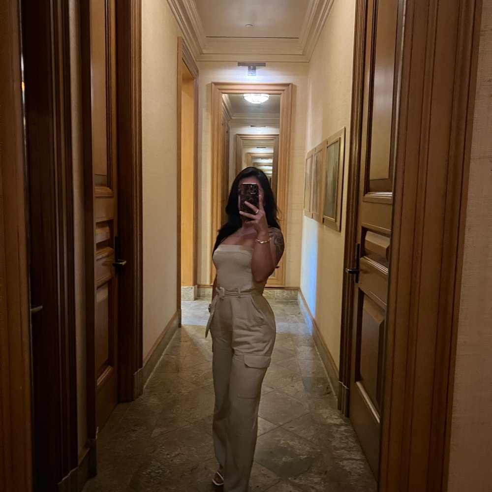 Linen beige jumpsuit size S